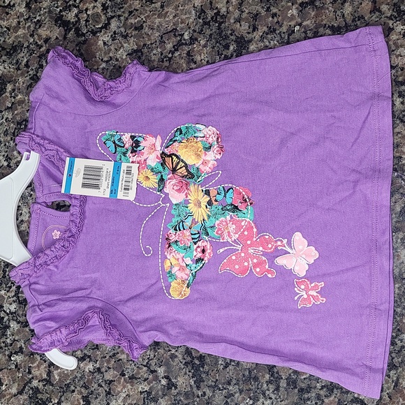 NWt grape color Hyacinth blouse w/ butterfly 100% cotton super cute ruffles slee - Picture 1 of 6